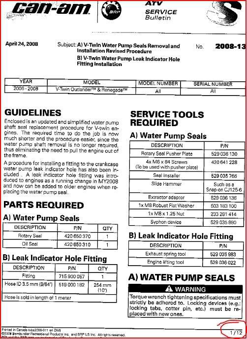 BRP Service Bulletins CanAm ATV Forum